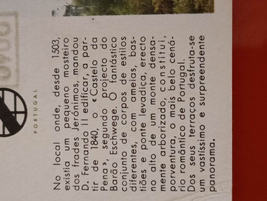 Bilhete antigo de entrada no Palácio da Pena, em Sintra em 1971