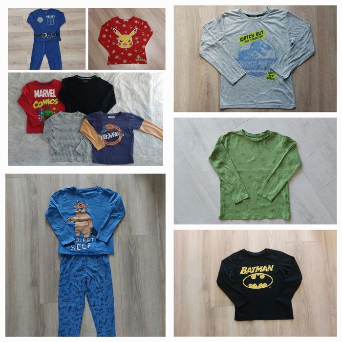 Paka ubrań 122/128 dla chłopca koszulki bluza piżama Marvel Hot Wheels