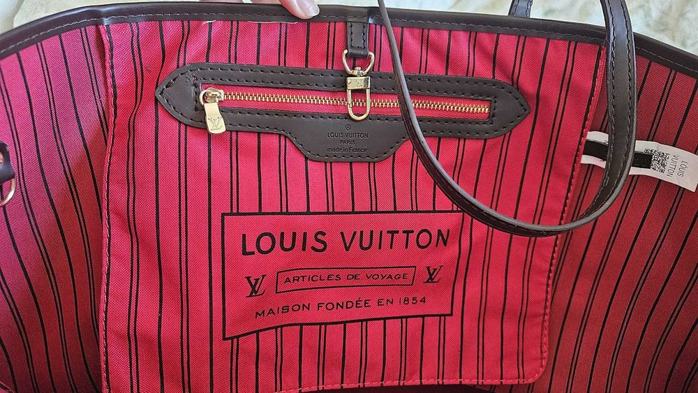 Mala Louis Vuitton Neverfull GM em tela Damier Ebene
