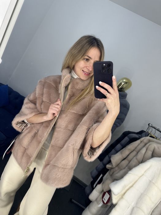 Біла норкова кофта, білосніжна норкова шубка