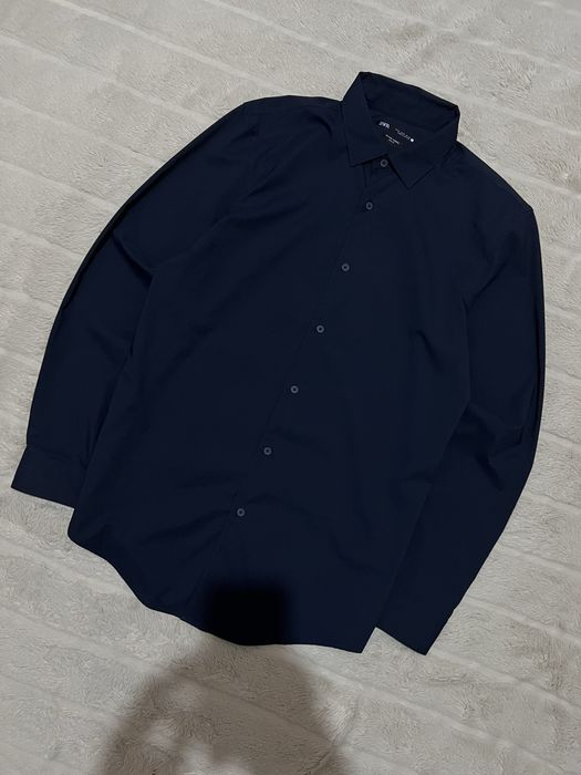 ZARA (M) Slim Fit класична сорочка чоловіча оригінал темно-синя парадн
