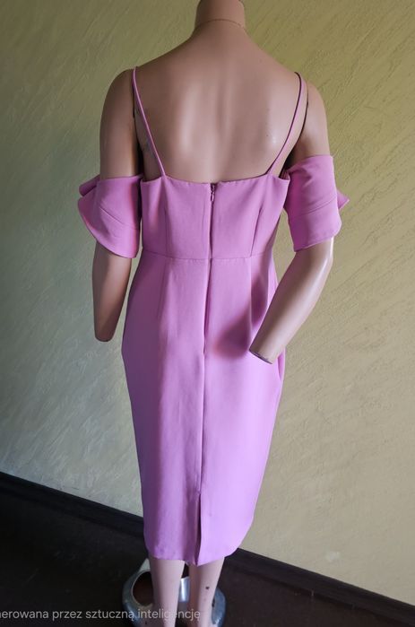 Liliowa/wrzosowa sukienka hiszpanka midi r.M/L River Island