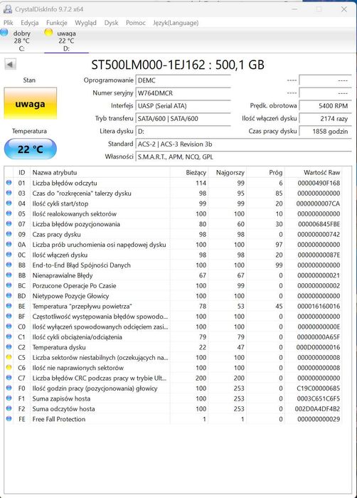Zestaw 4 dyskow 2.5 cala HDD i SSD sprawne i uszkodzone