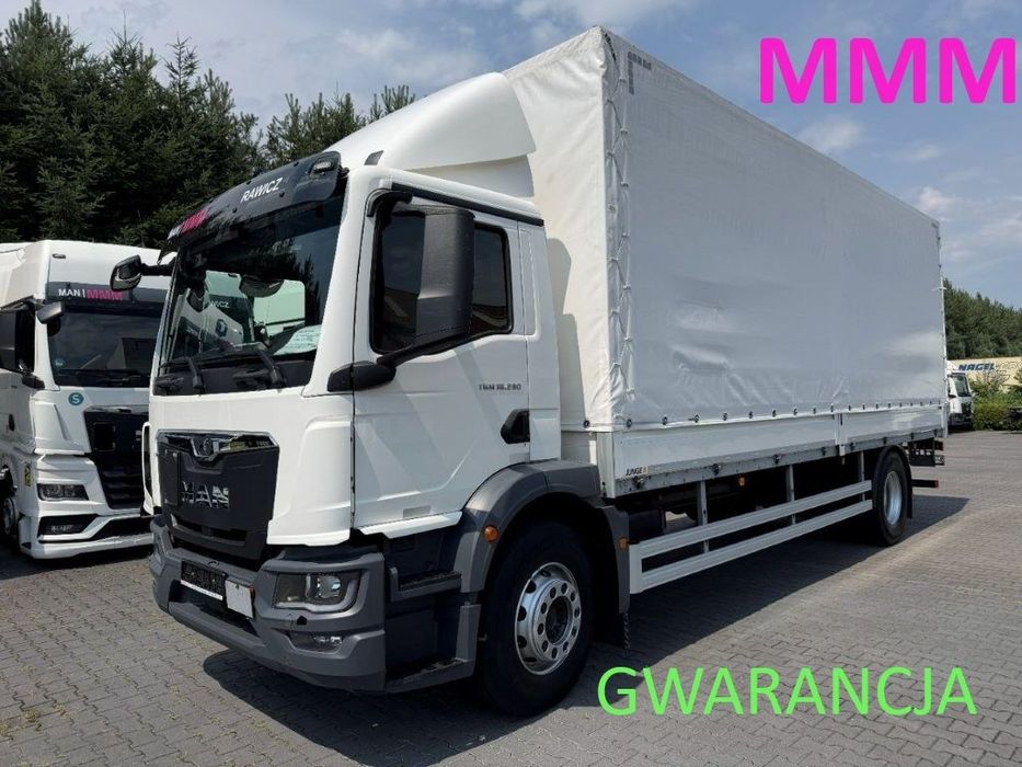 MAN TGM 18.290 PLANDEKA WINDA NAVI JAK NOWY KONTRAKT SERWIS MAN DE  kontener: długość 7,25 m x wysokość 2,70 m x szerokość 2,4 m