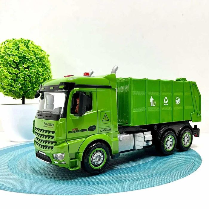 Сміттєвоз машинка інерційна звук  рухомі деталі 31 см Зелена (GC017)