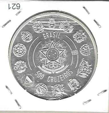 Brasil - 500 Cruzeiros - 1991 -Encontro de Dois Mundos -Moeda de Prata