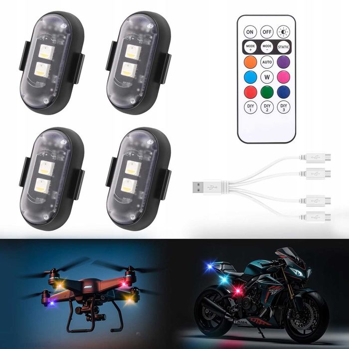STROBOSKOP lampka LED na pilota 4 szt.  NOWY
