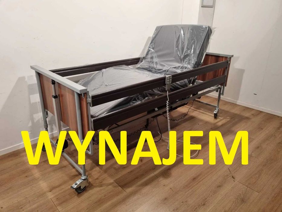 WYNAJEM Łóżko rehabilitacyjne elektrycznie sterowane regulowane z pilotem barierka i wysięgnik 200/90cm WYPOŻYCZENIE dostawa