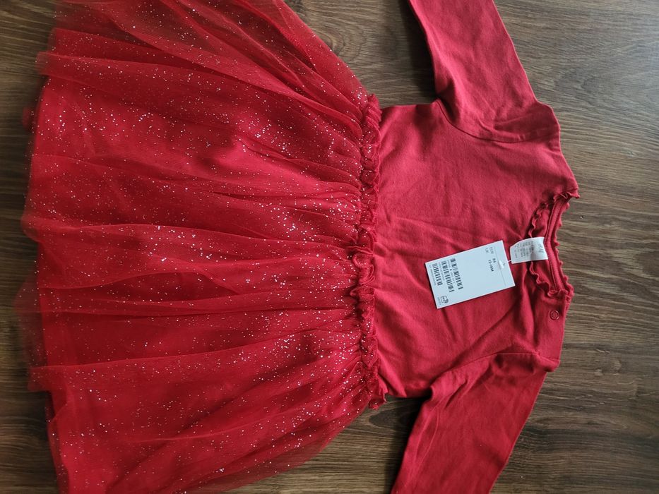 Sukienka 86 h&m czerwona świąteczna święta