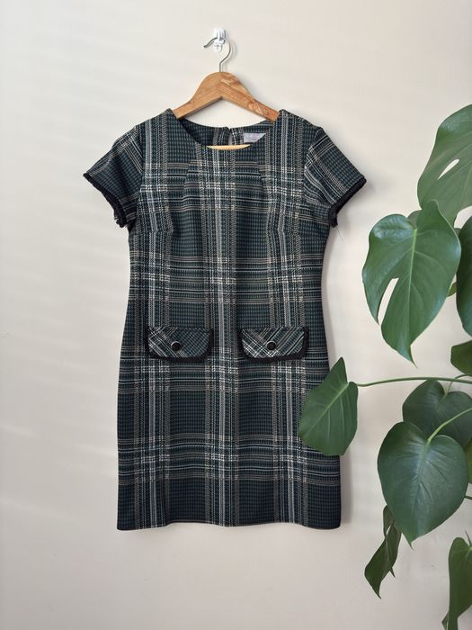 Dorothy Perkins Zielona sukienka w kratę r. 36 formal look Classic