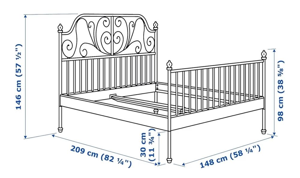 IKEA LEIRVIK ze stelażem LEIRSUND, 140x200cm
