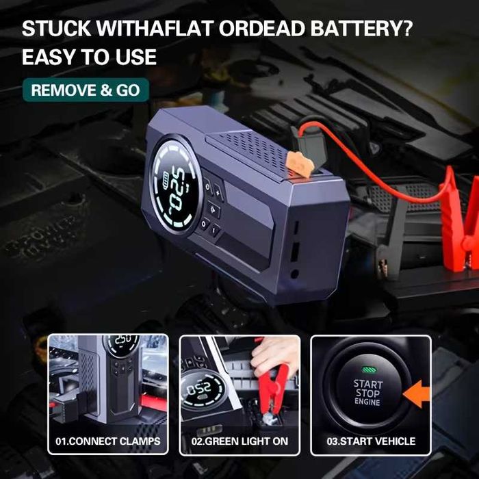 Nowy Booster, powerbank rozruchowy z kompresorem nowość