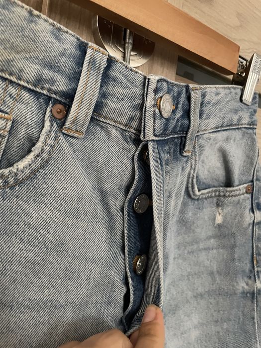 Spódniczka mini jeans jasny denim trashed H&M