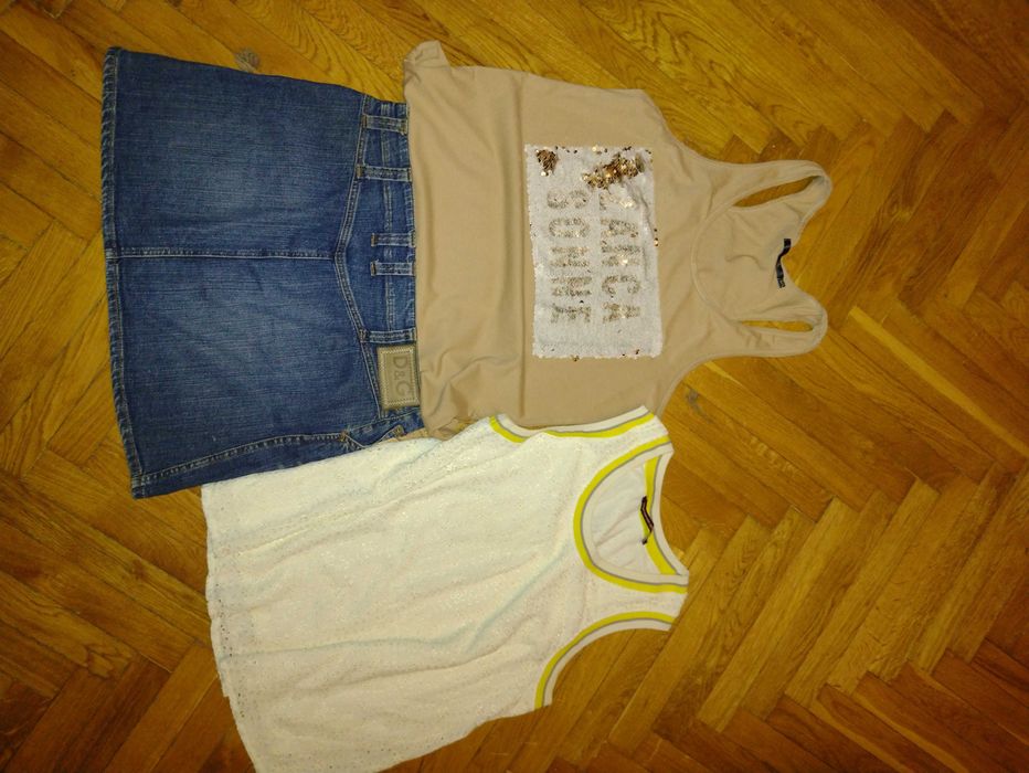 джинасовая юбка dolce&gabanna, майка , блузка  трико vercsace-лот