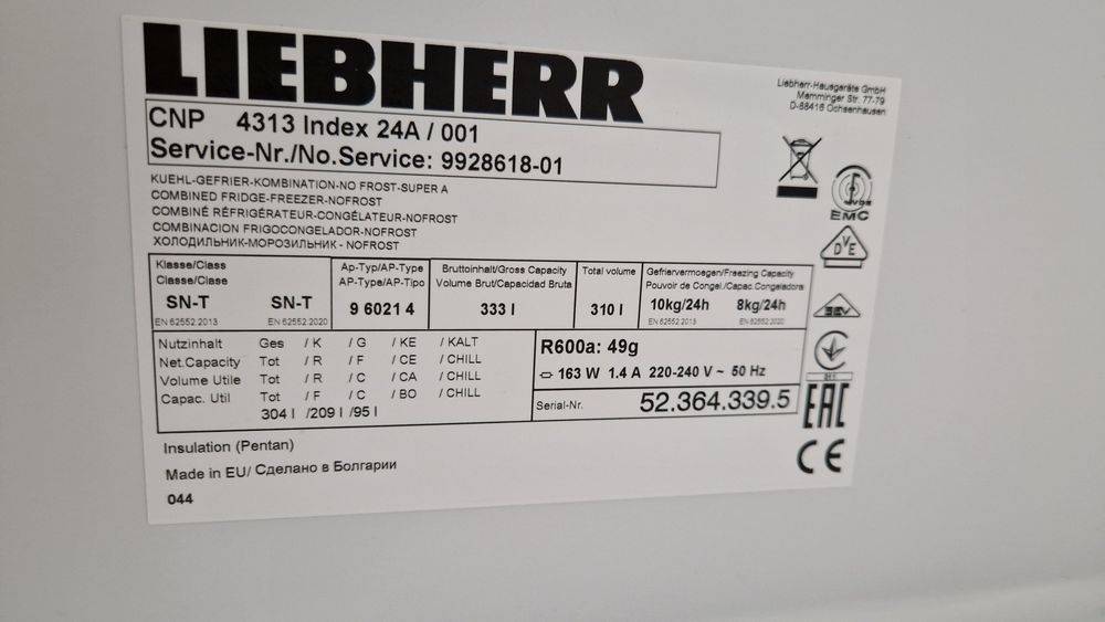 Liebherr cnp 4313 no frost – 304 l – biała – 12 miesięcy gwarancji