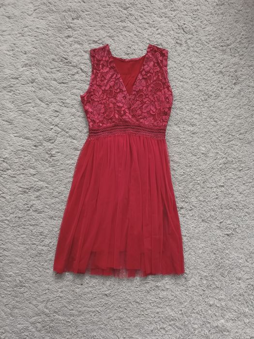 Elegancka sukienka czerwona S/M bal impreza studniówka