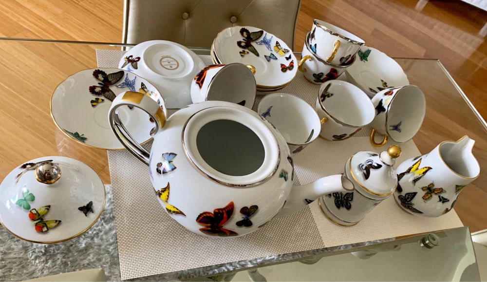 Conjunto de chá Butterfly Vista Alegre