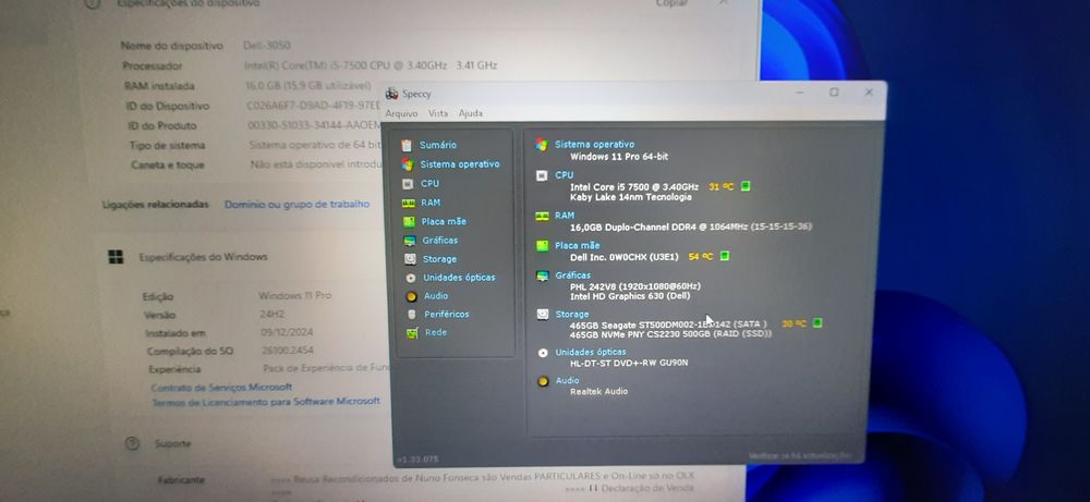 Pç/Torre DELL3050 7ªG|i5.7500-3.4G|16G|HDMI|NVMe256+HDD500|Wifi+BT|W1164409363621505124