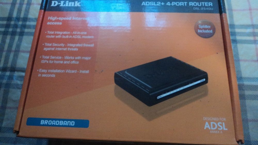 Продам модем D-LINK adsl 2540u adsl2 + 4 port router.