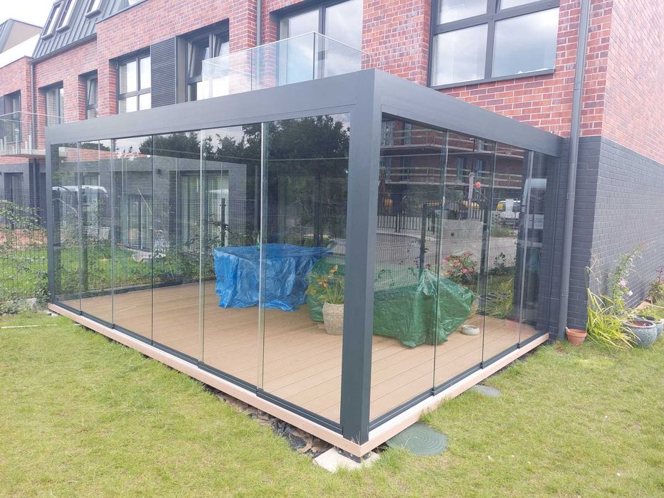 Pergola lamelowa zadaszenie tarasu ogród zimowy poliwęglan szkło 5 x 3
