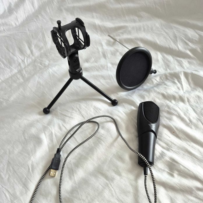 Nowy mikrofon GXT Trust USB statyw pop filtr streaming podcast gaming