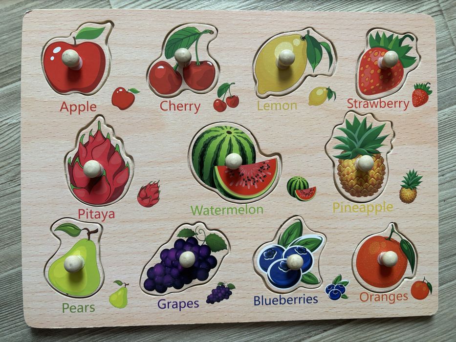 Drewniana układanka x2 owoce i warzywa