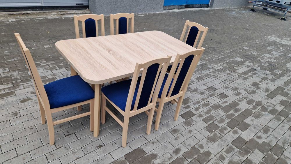 Stół 80x140-180 + 6 krzeseł, sonoma + granat , dostawa cała POLSKA