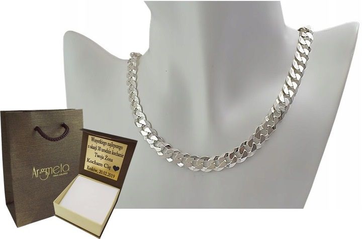 Gruby Łańcuszek Srebrny MĘSKI PANCERKA 12,5mm GRAWER -50 %