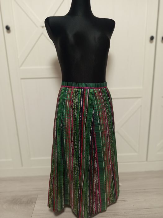 Jedwabny komplet:spódnica+bluzka S/M