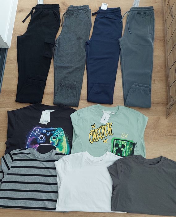 Paka ubrań chłopięcych młodzieżowych r. 170 13-14 lat+ spodnie joggery, cargo, koszulki /na co dzień i do szkoły/ m.in. z H&M