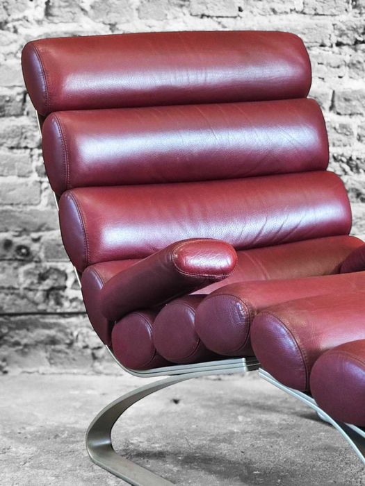 COR, Fotel skórzany SINUS z podnóżkiem bauhaus