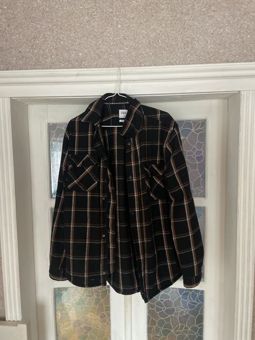 утеплена картата сорочка зара zara куртка у клітинку