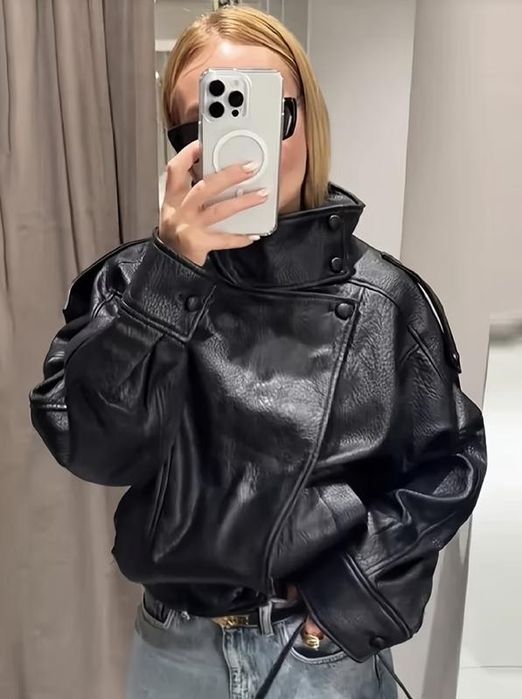 Шкіряна куртка від бренду Zara S, нова колекція