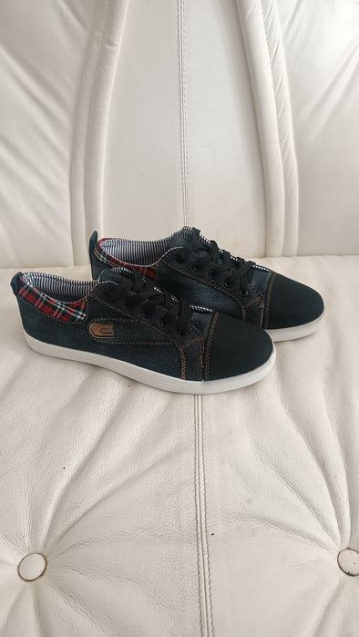 Trampki Jeansowe Czarne Denim | Wstawka w Kratkę | Casual Rozmiar 41