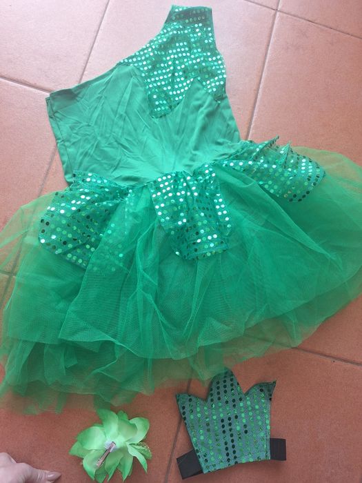 Conjunto fantasia verde brilhante novo