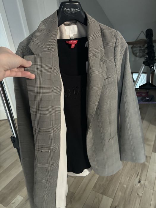 Jak nowa Marynarka damska kratkę kratę płaszcz kurtka szara xs 34 H&M