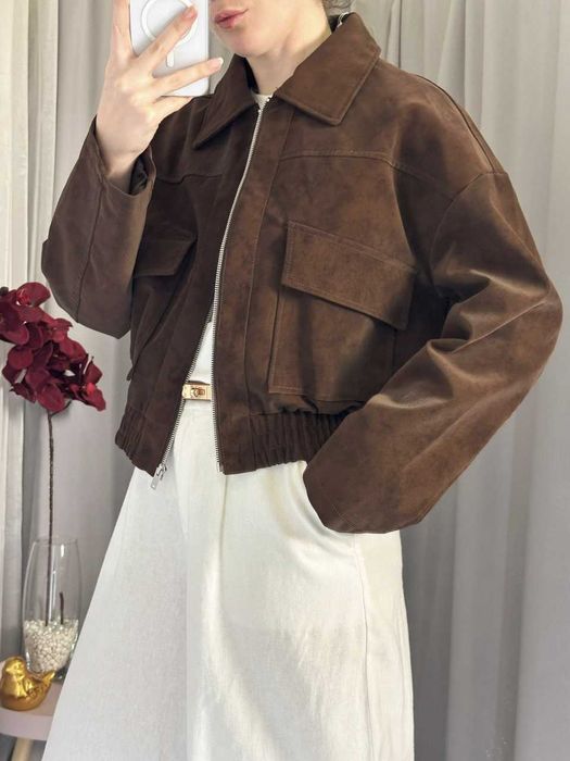 Куртка бомбер під замшу