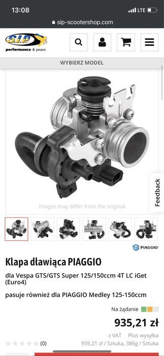 Klapa dławiaca Piaggio Vespa GTS 125 / 300 gaznik rolgaz Medley