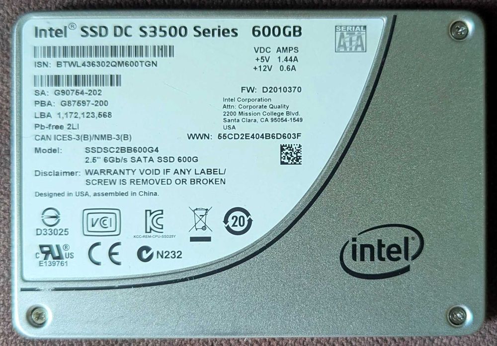 Intel DC S3500 600gb MLC Enterprise