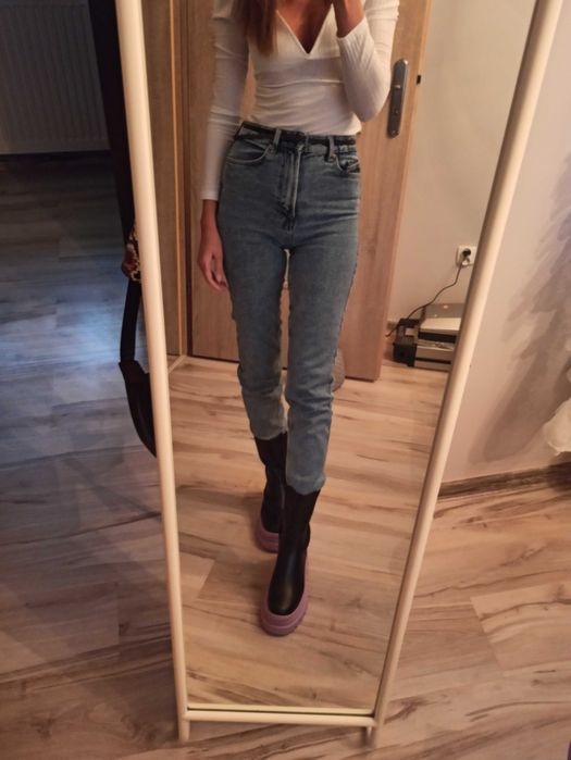 Buty botki jesień podeszwa fiolet kalosze czarne 38