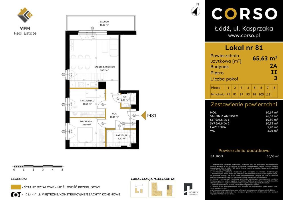 3-pokojowe mieszkanie 65m2 + balkon