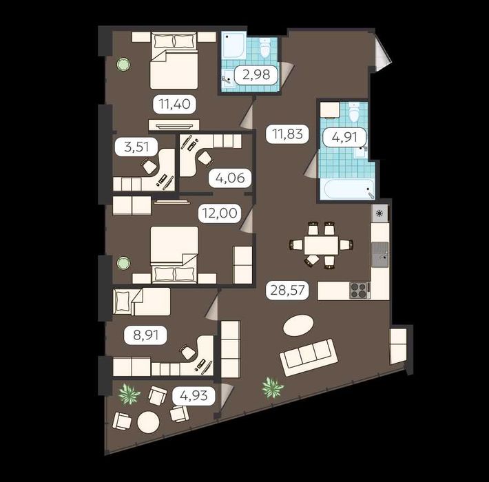 Продаж 3 кім.квартири в новобудові вул.Садова, ЖК GLOBUS BALANCE