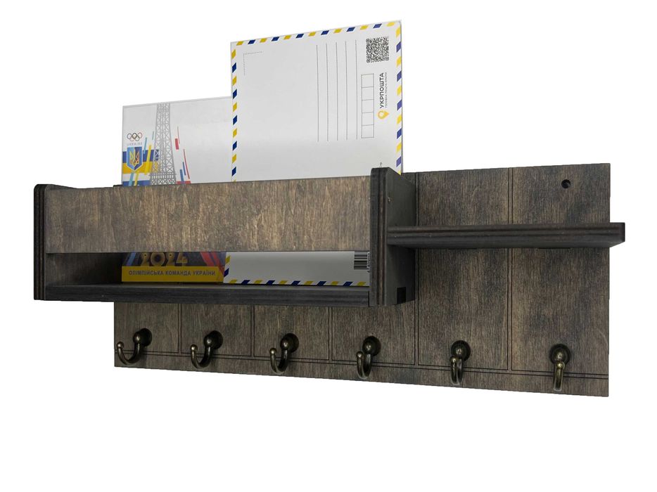 Деревянная полка-ключница вешалка для ключей органайзер держатель бокс