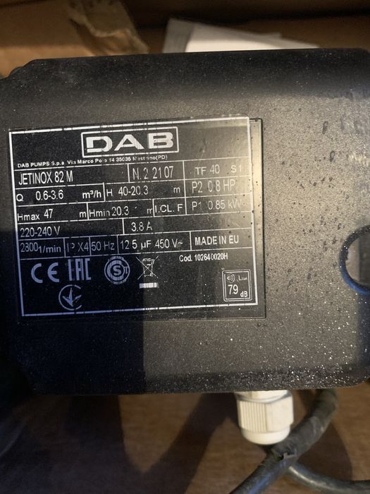 Samozasysająca pompa wirowa  DAB JETINOX 82 M.