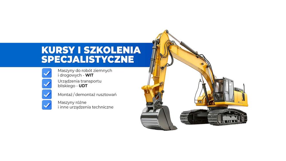 Kursy na maszyny budowlane i drogowe, koparki, ładowarki, walce