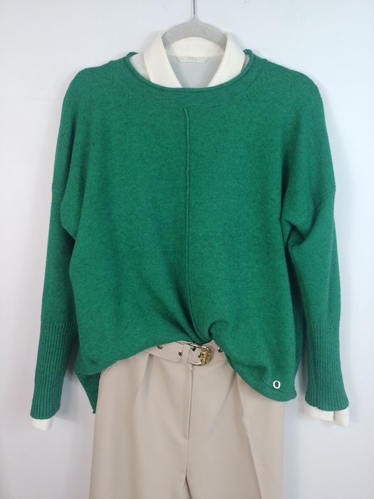 Zielony sweter  oversize miękki luźny wygodny 44 46