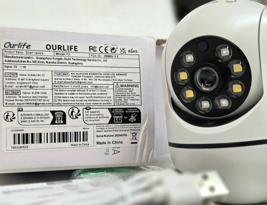 Câmara de segurança WiFi OurLife Y2 – motorizada, visão noturna e deteção de movimento