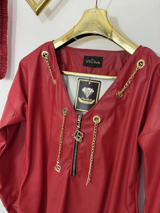 Sukienka Lola Blanka czerwona z ekoskórki