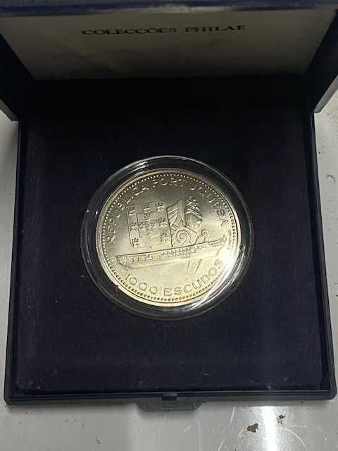 Moeda 1000 esc prata proof D. Fernando
