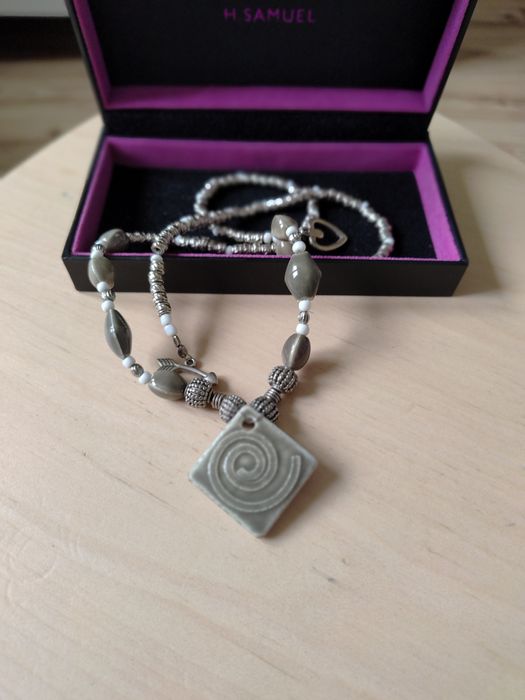 Ceramiczny naszyjnik hand made boho joga namaste biżuteria artystyczna